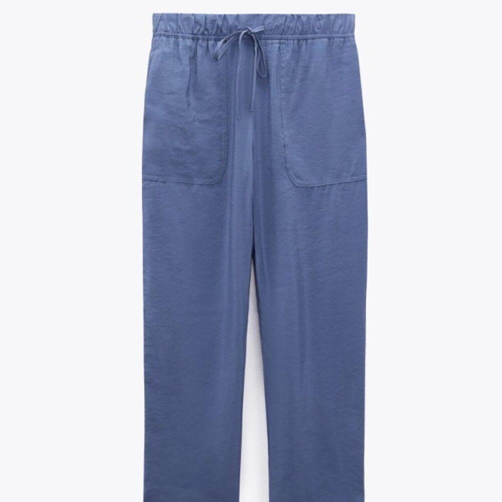 ZARA WOMAN NWT SS22 BLUE / LAVENDER FLOWY PANTS SIZE S 7385/755/433